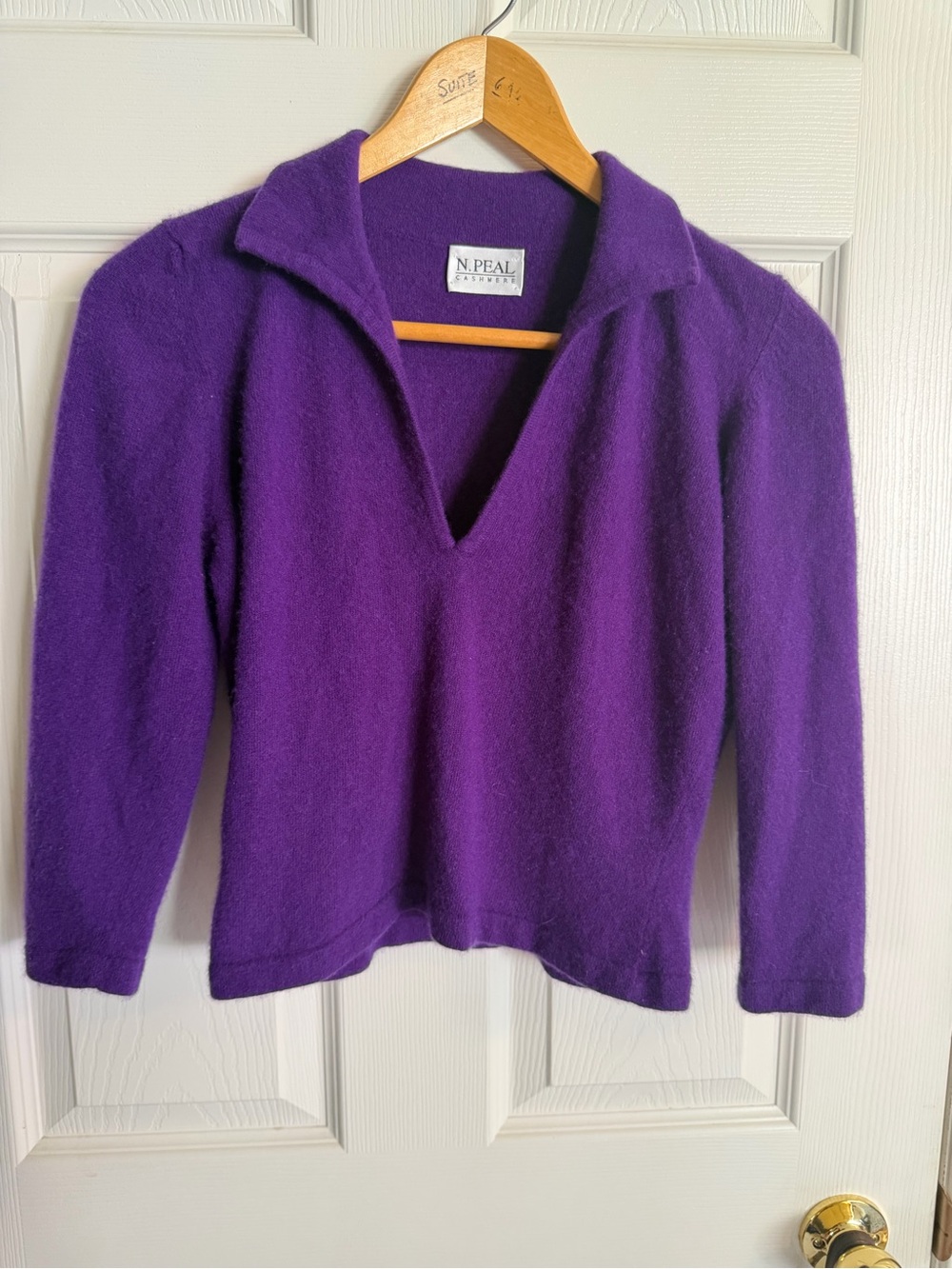 N Peal Purple Cashmere Polo-Style Sweater